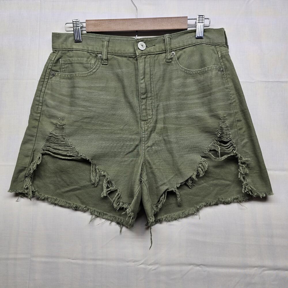 American Eagle Shorts Women’s 10 Forest Green Baggy Mom High Rise Distressed